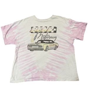 Medium pink and yellow car graphic t shirt